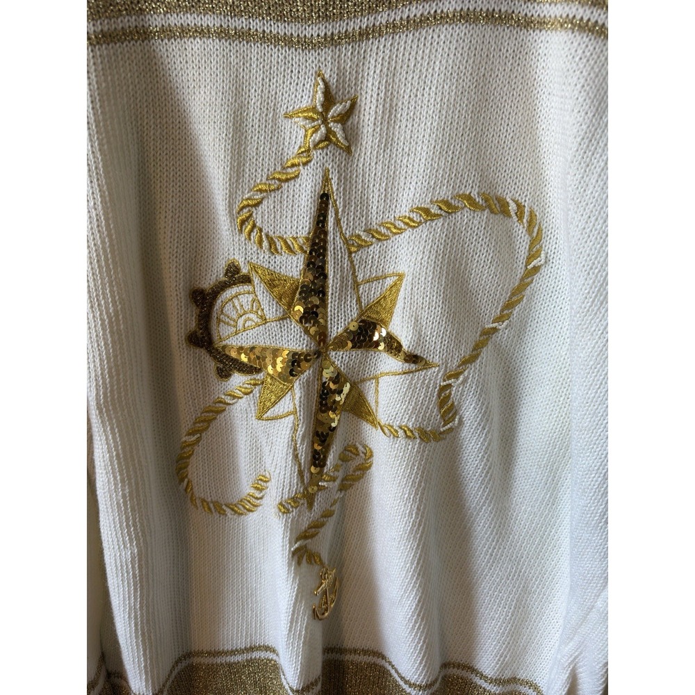 Madeleine angora blend sweater with a nautical compass rose and anchor Charm L - Picture 5 of 16